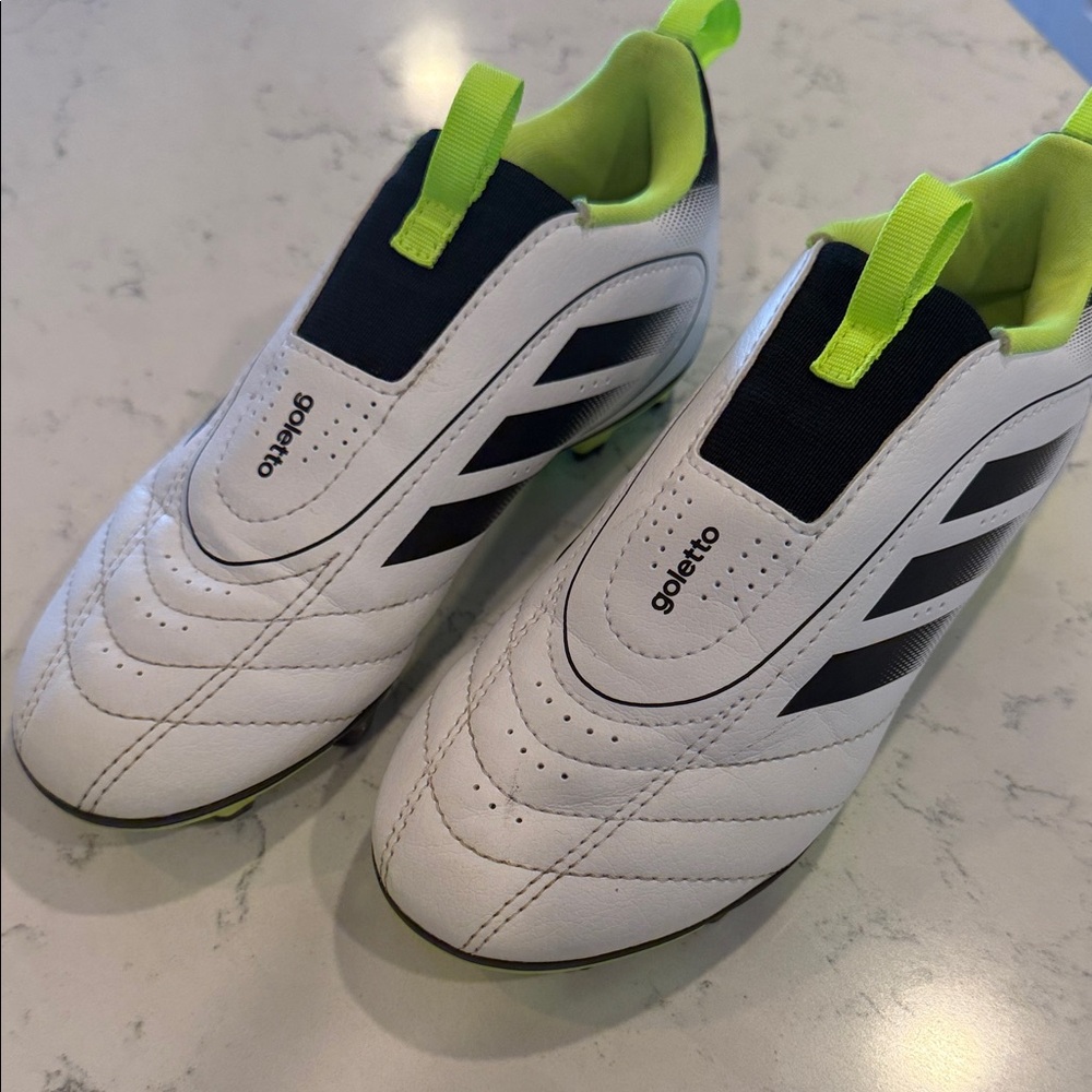 Adidas Kids Goletto White and Black Cleats - soccer or baseball